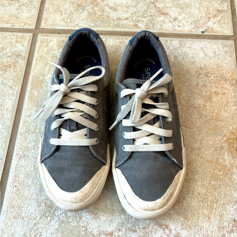 Sperry gray canvas top sider boys size 1